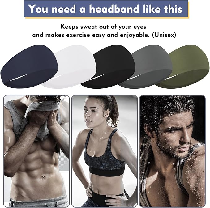 Sports Headbands for Men,Mens Running Headband Moisture Wicking Workout Headband,Running,Cycling,Basketball,Yoga,Football,Unisex
