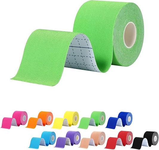 Pro Synthetic Kinesiology Tape 1 Roll, Athletic Sports Tape for Muscle Joint Support, Pain Relief for Knee Elbow Wrist Ankle Plantar Fasciitis, 2 in x 16.4 Ft, Green