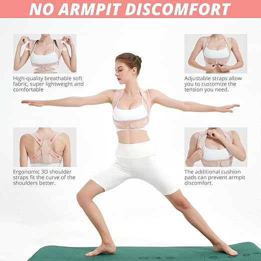 Posture Corrector for Women and Men, Adjustable Upper Back Brace for Posture Hunchback Support and Providing Pain Relief from Neck, Shoulder, and Upper Back (Small/Medium)