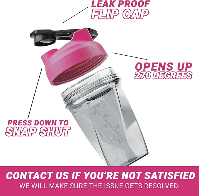 HELIMIX 1.5 Vortex Blender Shaker Bottle Holds Upto 20oz | No Blending Ball or Whisk | USA Made | Portable Pre Workout Whey Protein Drink Shaker Cup | Mixes Cocktails Smoothies Shakes | Top Rack Safe