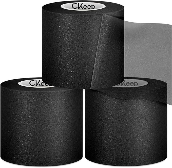 CKeep Pre Wrap Athletic, 3 Rolls Black Prewrap Athletic Tape, Foam Underwrap Sports Wrap for Hair