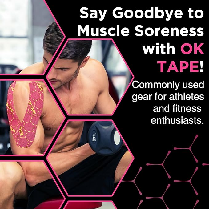 OK TAPE Synthetic Kinesiology Tape Precut Strips, Waterproof Kinesiology Athletic Tape for Muscle Support and Recovery, Reduce Muscle Discomfort K Tape, 2in×16.4ft Roll 20PCS | Gray