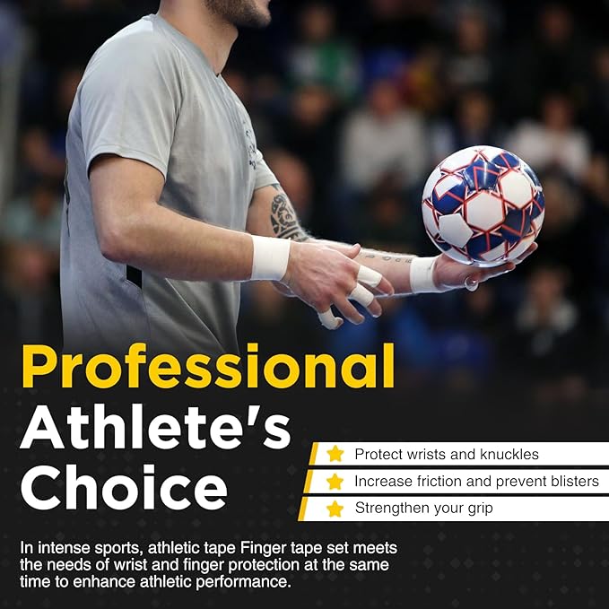 OK TAPE Athletic Tape Finger Tape, Extra Strong Adhesive Sports Tape for Weightlifting, Climbing, Basketball, Volleyball, White 3 Rolls 1.5" x 15yds and 1 Roll 0.5in x 15yds