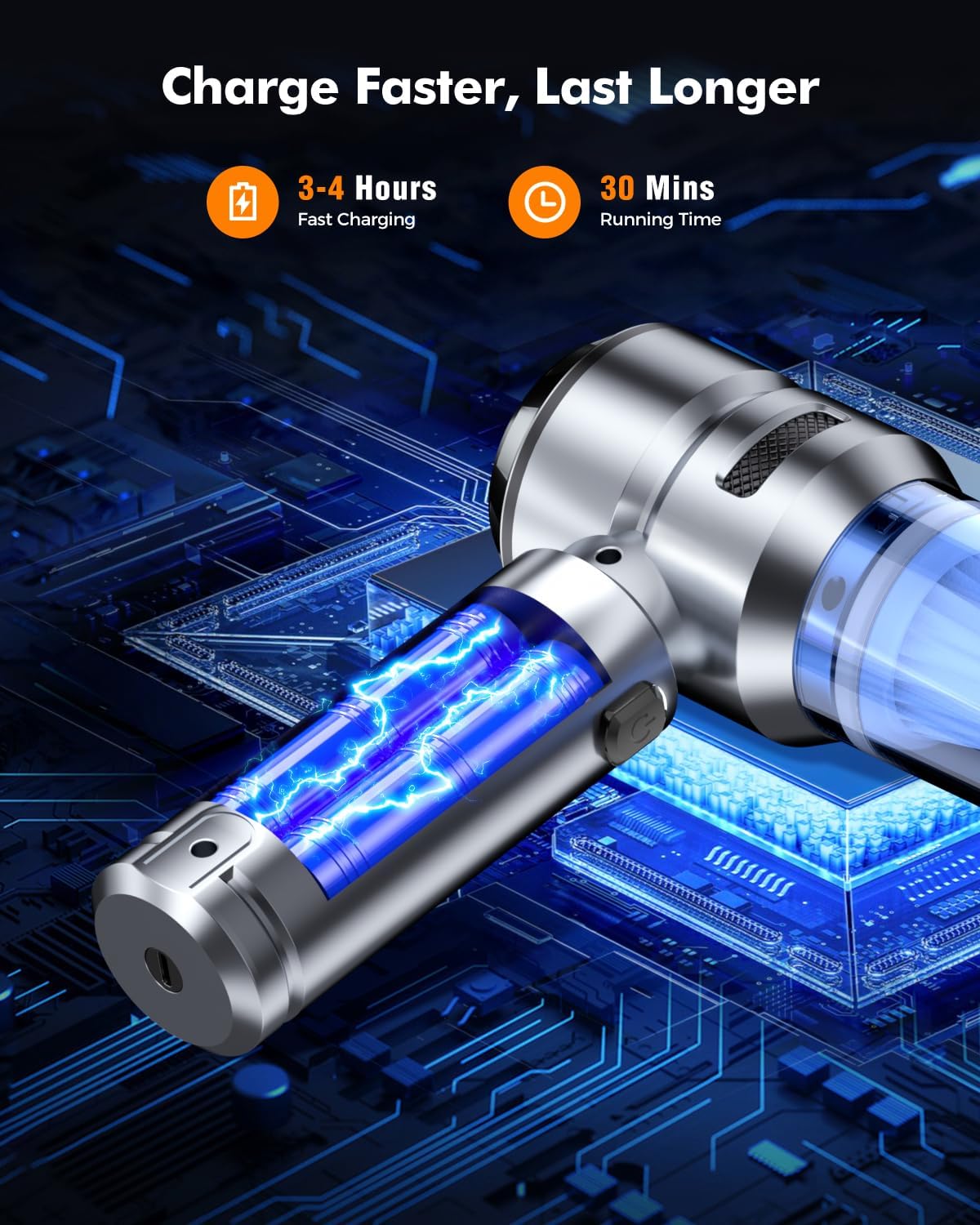 Car Vacuum,3 Suction Modes,Portable Mini Cordless Cleaner with 24000pa Suction Power,Type-C Charge,Handheld Vacuum for Home,Car, Office Desk, Keyboards(Silver White)