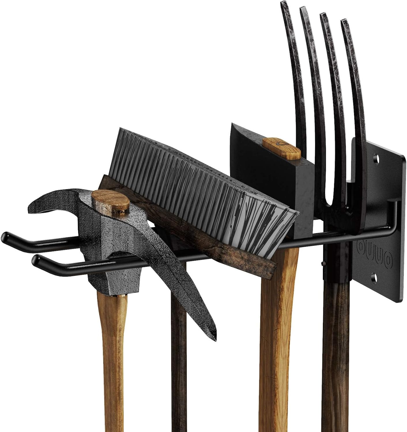4 Pack Garage Storage Organizer for Tool Organization Heavy-Duty Solid Steel Wall Hanger for Garden Tools - Shovel Holder, Rake Broom Yard Wall Mount Hooks - Overhead Garage Storage Rack