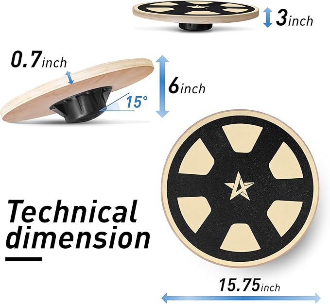 Yes4All Versatile Wooden Wobble Balance Board, Balance Trainer for Mobility Training, Standing Desk, Core Training, Exercise Balance Stability Trainer