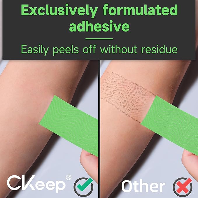CKeep Uncut Kinesiology Tape(2 Rolls), Original Cotton Elastic Premium Athletic Tape,Latex Free Hypoallergenic, 2inch x 16ft, Green