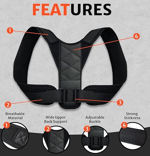 Posture Corrector-Back Brace for Men and Women- Fully Adjustable Straightener for Mid, Upper Spine Support- Neck, Shoulder, Clavicle and Back Pain Relief-Breathable. One Size