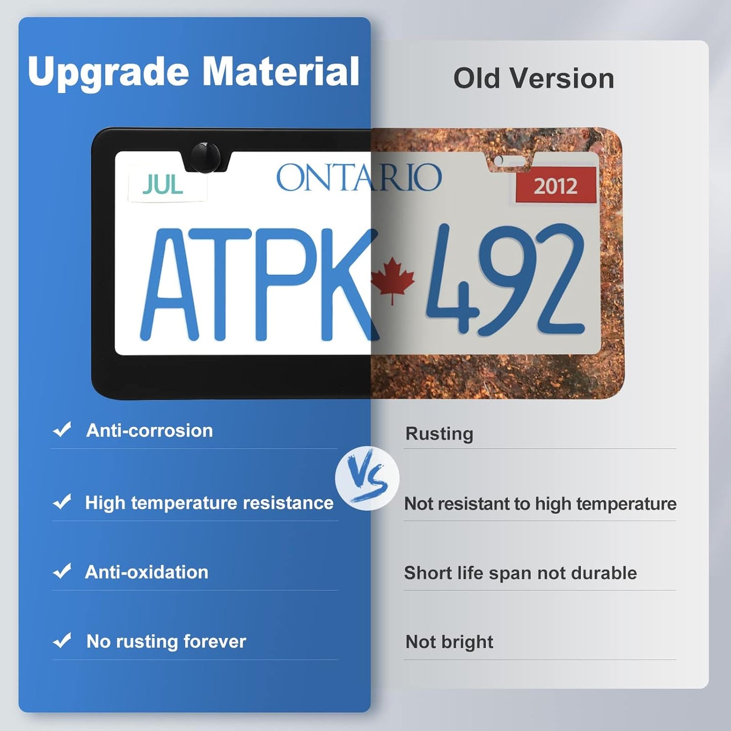 2 Pack License Plate Frames, Stainless Steel Car License Plate Cover Car Accessories with Screw Caps (Black)