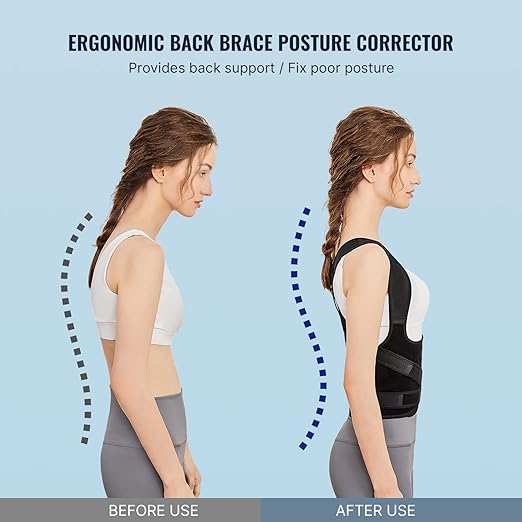 Fit Geno Back Brace Posture Corrector for Women and Men, Shoulder Straightener, Adjustable Full Back Support, Upper and Lower Back Pain Relief - Scoliosis, Hunchback, Hump, Thoracic, Spine Corrector
