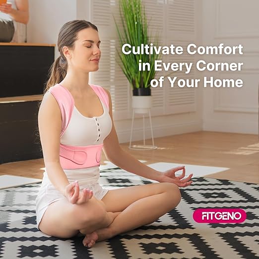 Fit Geno Posture Corrector for Women: Adjustable Lightweight Upper Back Brace for Neck Shoulder & Upper Back Pain Relief - Improve Posture Correct Hunchback Slouching Kyphosis Invisible Under Clothes (XX-small)