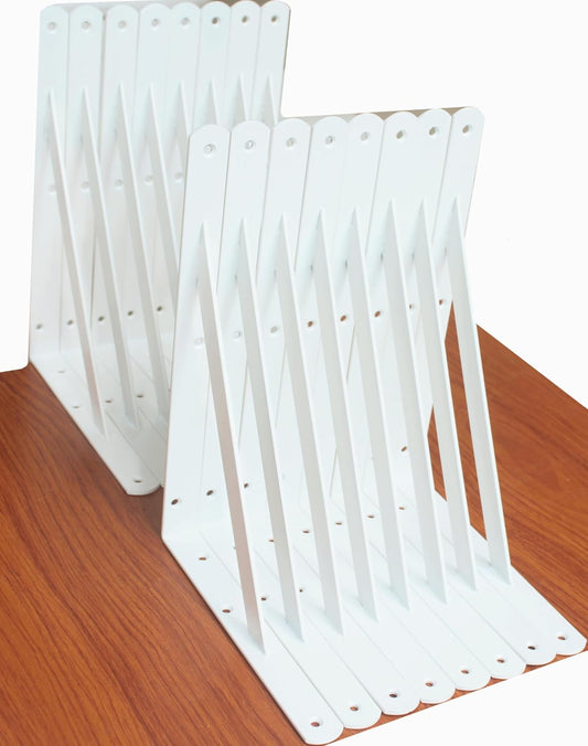 16 Pack L14 x H 10" White Heavy Duty Shelf Brackets with Screws Metal Shelf Brackets Shelf Support Angle Brackets for Shelves L Brackets Heavy Duty Floating Shelf