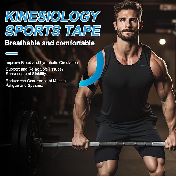 K Athletic Tape, Kinesiology Tape Precut - Premium Kinesthetic Tape for Muscles Knee Shoulder Elbow, 2 Inch x 16.5 feet (3 Rolls Pack)