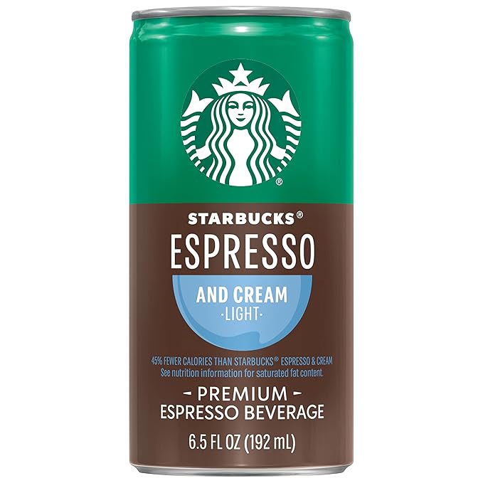 Starbucks Ready to Drink Coffee, Espresso & Cream Light , 6.5oz Cans (12 Pack) (Packaging May Vary)