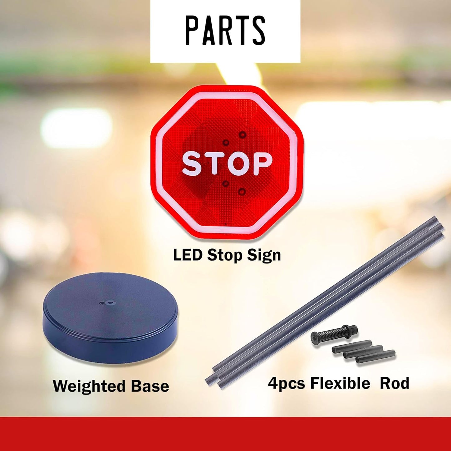 Andalus Brands Flashing LED Stop Sign Garage Parking Assistant System | Bumper Sensor,Red (2 Pack)