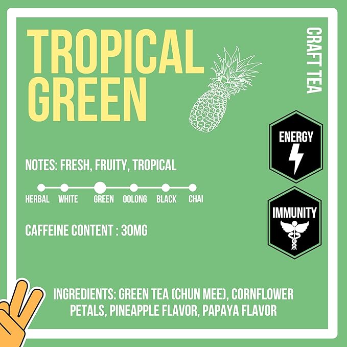 Revival Tea Company Tropical Green Tea - Green Tea Blend with Pineapple and Papaya Flavor - Loose Leaf 6 Ounces