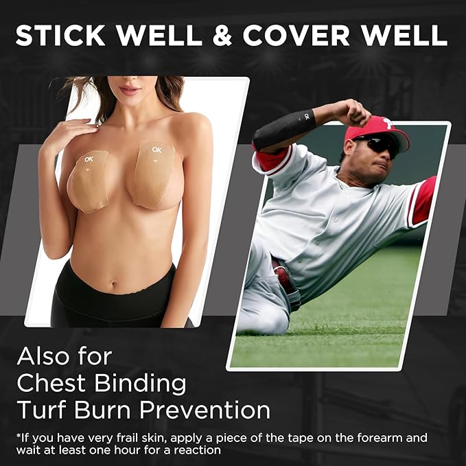 OK TAPE Extra Wide Kinesiology Tape, Precut K Tape Strips, Elastic Physical Therapy Athletic Tape for Pain Relief & Joint Support | Back, Shoulder, Knee (4" x 10" - 10Pcs) Blue