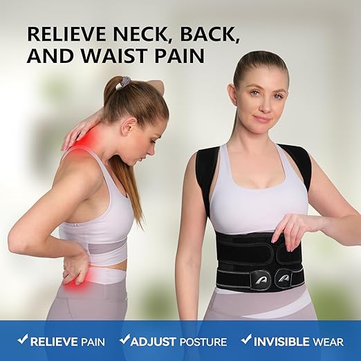 Posture Corrector Back Brace for Women and Men Adjustable Full Back Support Shoulder Straightener Braces, Upper & Lower Back Pain Relief - Scoliosis/Hunchback/Hump/Thoracic/Spine Corrector (Black, Large)