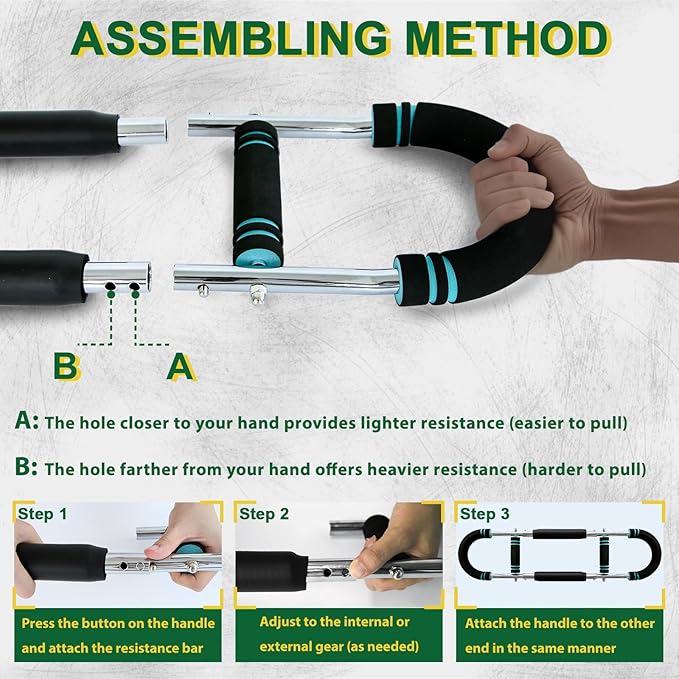 VVOKGO Twister Arm Trainer with 4 Spring for Men & Women, 20-110lb Adjustable Chest Workout Equipment, Shoulder Arm Strength Exerciser, Portable Power Twister Bar, Detachable Design Fitness Anywhere