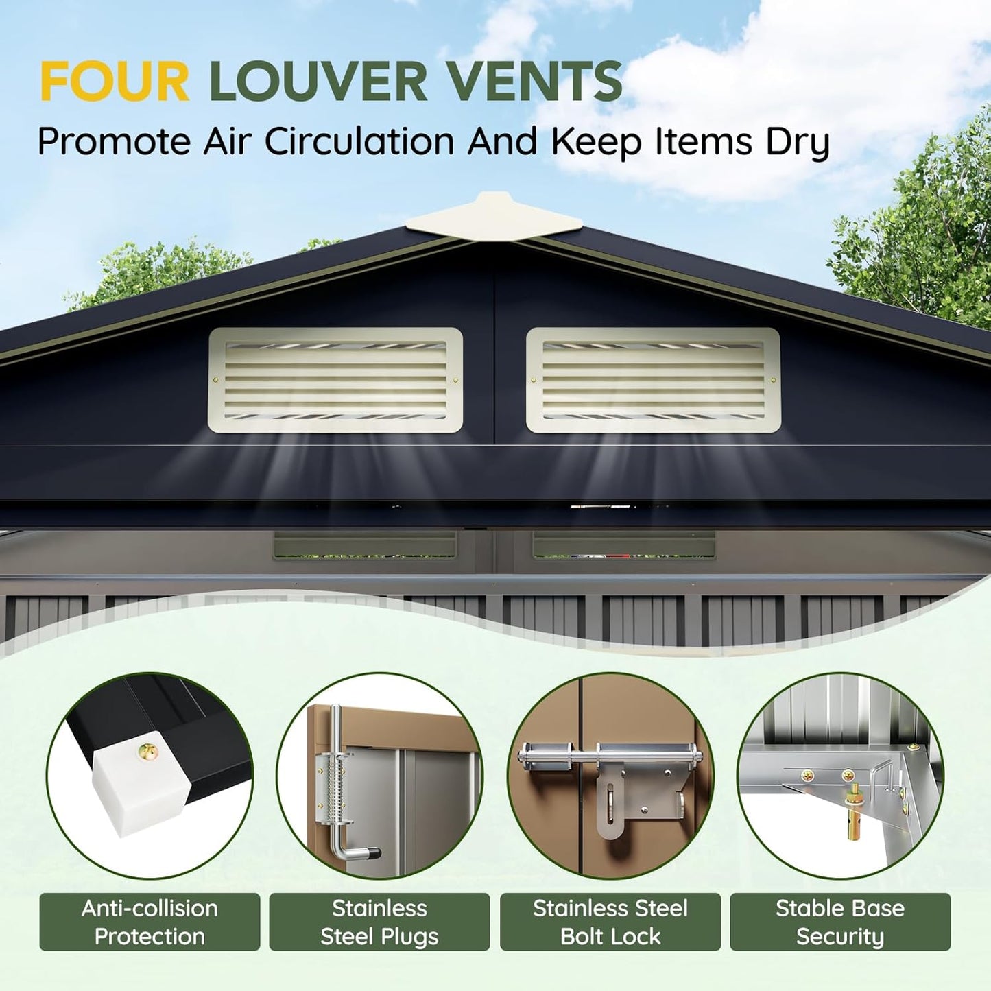 5x3FT Outdoor Steel Storage Shed with Floor Frame, Lockable Doors, Compact Metal Tool Shed for Garden, Backyard, Patio, Utility, and Bike Storage,Brown