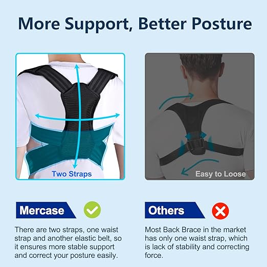 Mercase Posture Corrector for Men & Women, Adjustable Back Brace for Upper Back & Shoulder Support, Pain Relief & Better Posture, Large(32-39 inches)
