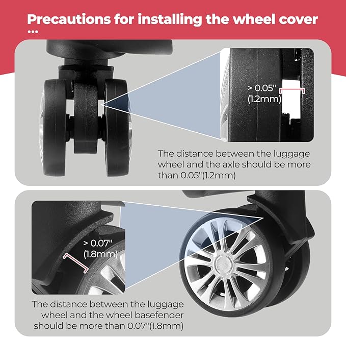 8 Pcs Upgrade Luggage Wheel Covers, Carry On Luggage Suitcases,Wear-Resistant, Anti-Noise, Silicone Wheel Protective Covers for 2-2.4" Spinner Wheel,Essential Travel Accessories (Red)