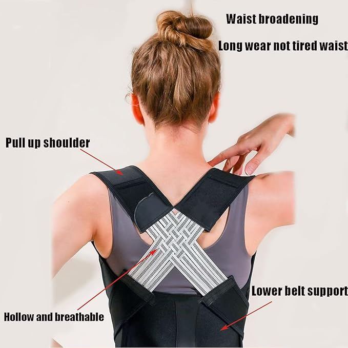 S~XXXL(20~90kg) Posture Corrector for Women、Men，Back Brace Posture Corrector，Comfy、Breathable、Lower Back Pain Relief。(Black,S-20-30kg)