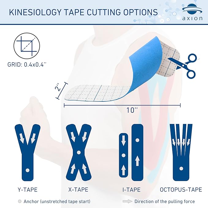 Kinesiology Tapes PRECUT | 50 Blue Pre-Cut Sport Tape Strips 10x2 in | Waterproof • Skin-Friendly • Elastic | Kinesiology Tapes Ideal for Sports