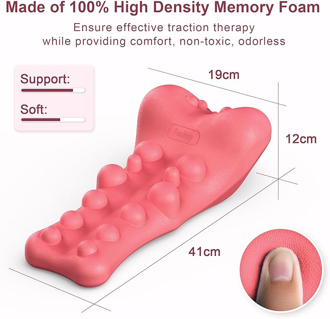 Neck and Shoulder Relaxer with Upper Back Massage Point, Cervical Traction Device Neck Stretcher for TMJ Pain Relief and Cervical Spine Alignment Chiropractic Pillow (Dark Pink)