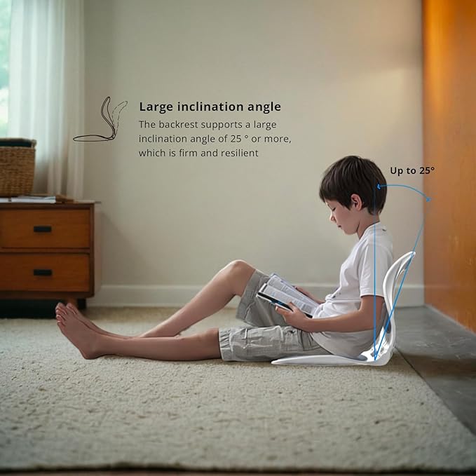 Foldable Lumbar Back Support Chair Ergonomic Curve for Posture Corrector Back Pain Relief Perfect for Floor Seat Officework Homework Small Size for Children Teenagers Youths (Yellow)