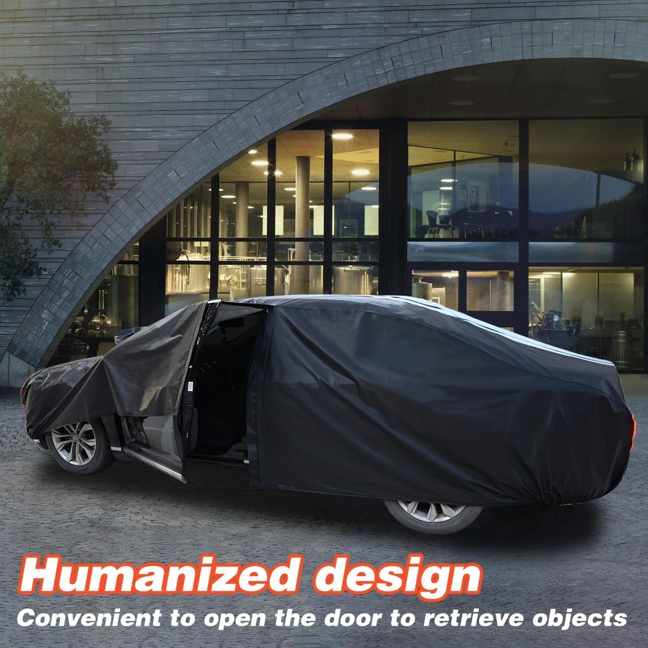 12-Layer Custom Fit Car Cover for Tesla Model Y (2020-2025), Upgraded Waterproof All-Weather Full Exterior Cover with Door Zipper and Charging Port, for Snow Rain Dust and Sun UV Protection-Black.