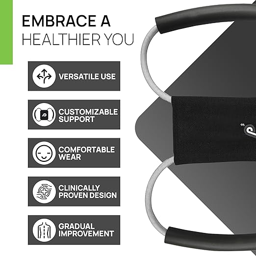 PRIMEKINETIX PostureMedic Dynamic Posture Brace for Neck and Back Support -For Enhanced Shoulder Alignment, Posture Improvement & Stretching-L(Silver)