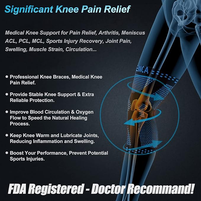 NEENCA Professional Knee Brace for Pain Relief, Medical Knee Support with Patella Pad & Side Stabilizers, Compression Knee Sleeve for Meniscus Tear, ACL, Joint Pain, Runner, Workout - FSA/HSA Eligible