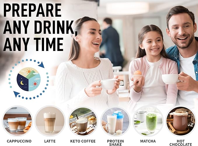 Zulay Powerful Milk Frother for Coffee with Powerful Motor - Handheld Frother Electric Whisk, Milk Foamer, Mini Mixer and Coffee Blender Frother for Frappe, Latte, Matcha, No Stand - Storm