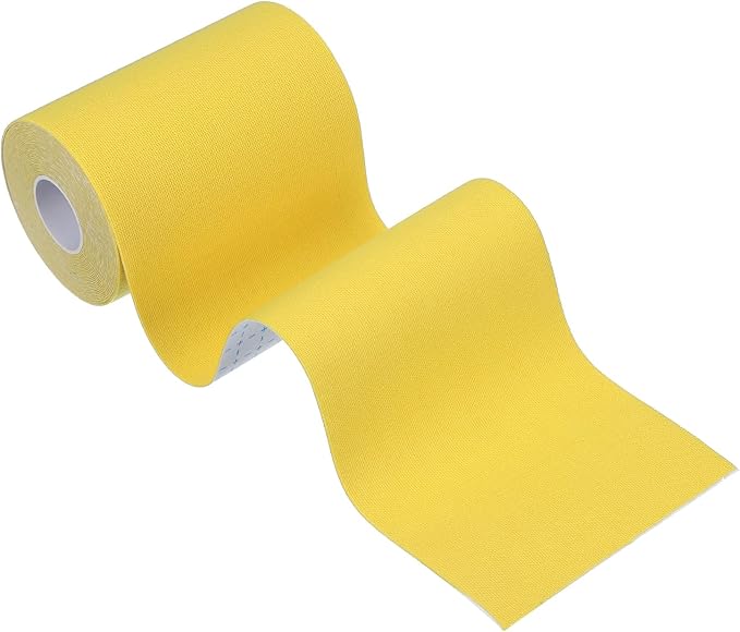 PATIKIL 5.5 Yard x 4 inch Kinesiology Tape, 1 Roll Adhesive Cotton Sports Muscle Support Tapes Waterproof Elastic Tape for Knee Ankle Wrist Shoulder, Yellow
