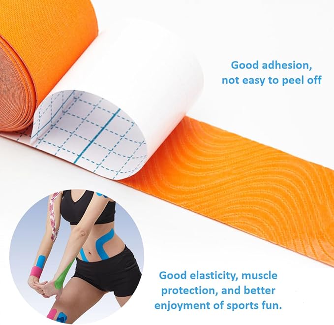 4 Pack Kinesiology Tape, Athletic Tape Supports Protects Muscles, Knees, Shoulders & Plantar Fasciitis, Waterproof & Hypoallergenic Kinesiology Tape (Black)