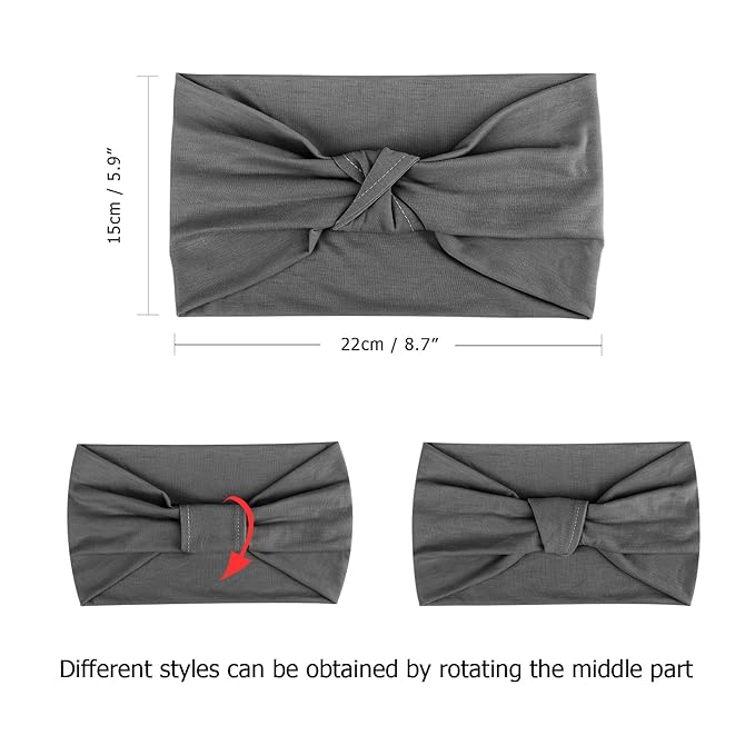 DRESHOW 4 Pack Turban Headbands for Women Wide Vintage Head Wraps Knotted Cute Hair Band Accessories