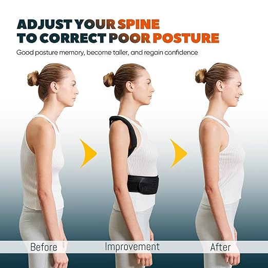 Posture Corrector For Women and Men, Fully Adjustable Back Brace, Back Straightener Posture Corrector Providing Pain Relief From Neck, Shoulder, Back, Lumba (Small/Medium)