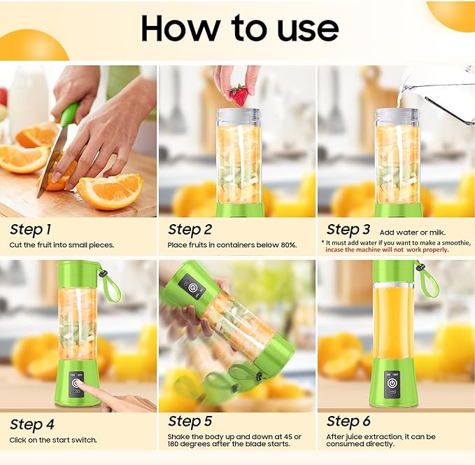 Personal Blender for Shakes and Smoothies - 2025 New Upgrade Cordless Portable Blender USB-C Rechargeable, 380Ml BAP Free Juice Cup, 6 Blades Freshly Squeezed for Picnic/Sprots, 20000Rpm/Min Speed