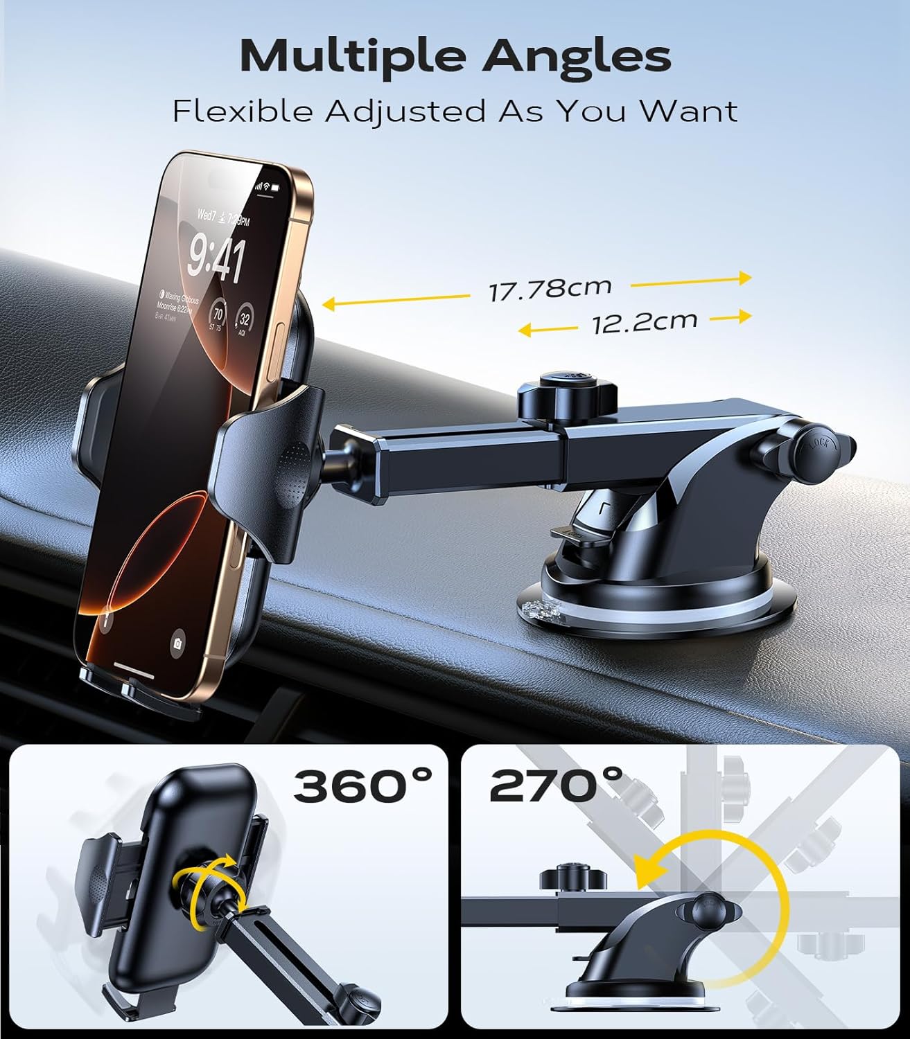 VICSEED [True Strongest Suction] [Rally Racing-Grade Stability] Phone Holders for Your Car 2025 Upgraded Car Phone Holder Mount Truck Stand Cradle for iPhone Samsung All Phones, Yellow