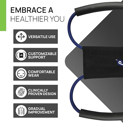 PRIMEKINETIX PostureMedic Dynamic Posture Brace for Neck and Back Support -For Enhanced Shoulder Alignment, Posture Improvement & Stretching- M(Blue)