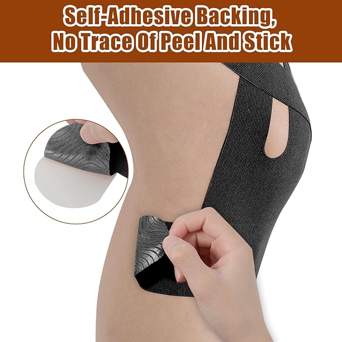 20 Pcs Kinesiology Tape for Knees, Black Athletic Tape, Waterproof & Breathable Kinesio Tape, Elastic Sports Tape for Knee Pain Relief, Kinesiology Tape Precut, Knee Tape, Muscle Tape for Knee Support
