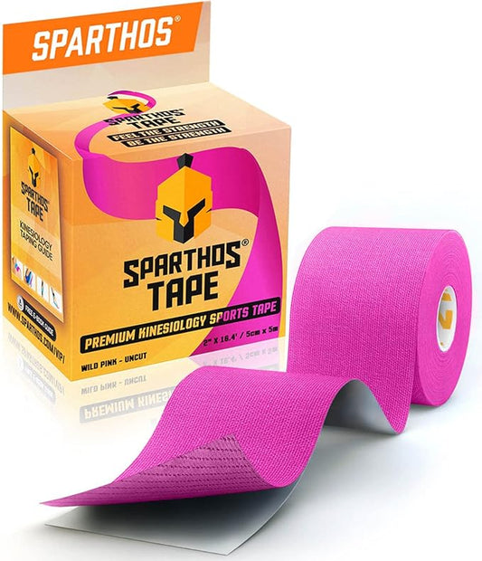 Sparthos Kinesiology Tape - Incredible Support for Athletic Sports and Recovery - Free Kinesiology Taping Guide! - Uncut 2 inch x 16.4 feet Roll
