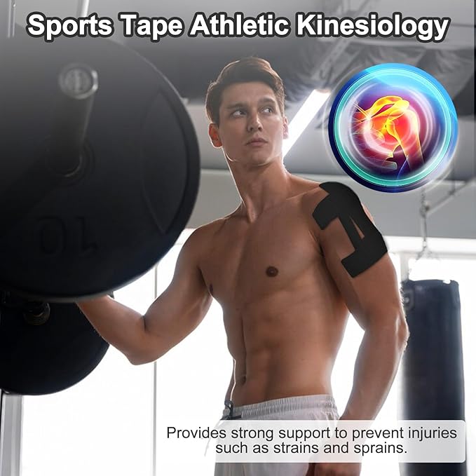 15 Pcs Precut Kinesiology Tape for Shoulder, Latex-Free Shoulder Tape for Pain Relief, Muscle Strips Kinesiology Tapes Precut, Sports Tapes Athletic Patch Support Muscle Elastic Breathable(Black)