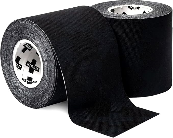 STRAP Black Bamboo Hypoallergenic Body Tape | Sports Tape, Athletic Tape, Kinesiology Tape, Tape for Sensitive Skin | Eco Friendly, Non Toxic, Latex Free, Vegan | 16.5ft Length