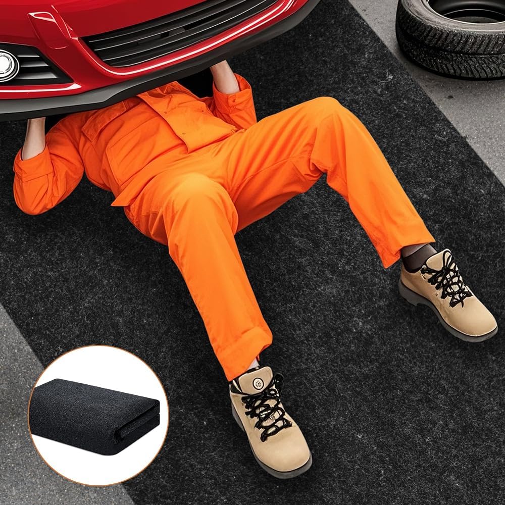 Oil Spill Mat - Garage Floor Mat, Absorbent Oil Pad, Premium Maintenance Mat, Waterproof, Contain Liquid, Protect Garage Surface from Spill & Stain, Reusable, Washable, Durable, Black 59×36inches