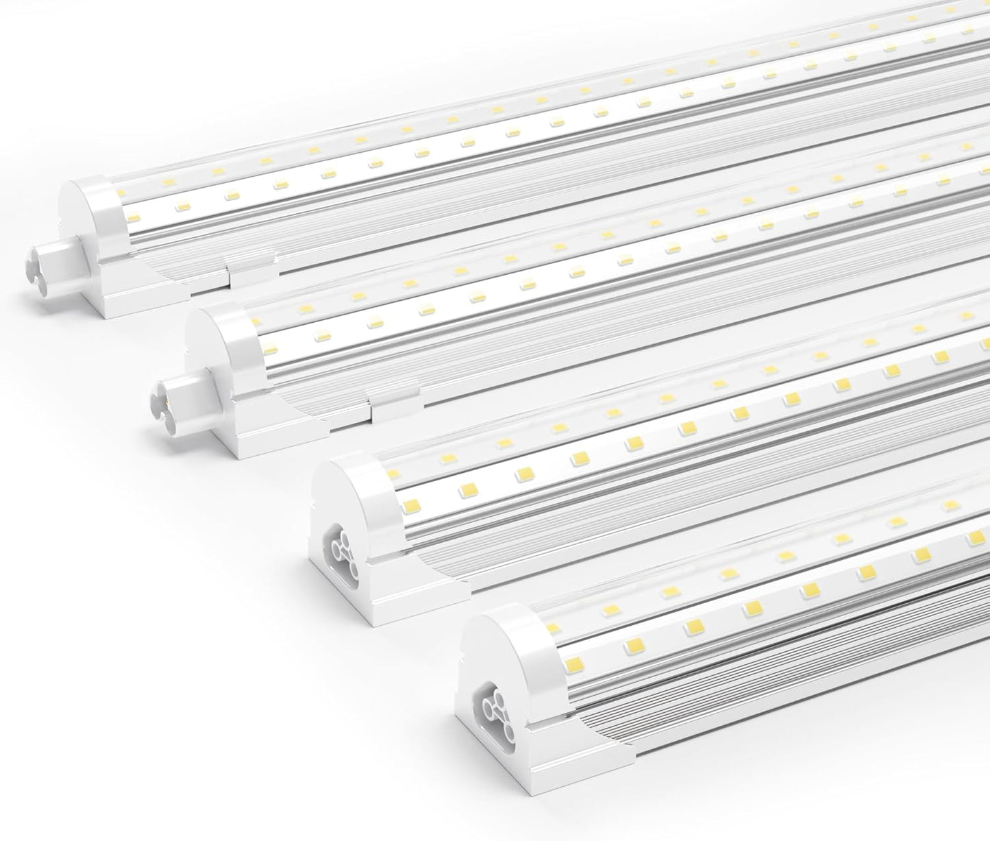 Ensenior 4 Pack 4 FT Led Shop Lights, 6000K Clear White, 5000LM Super Bright, 36W Equivalency 468W, Commercial Bay Lighting, U-Shaped Linkable Shop Lights Plug in for Garage, Workshop, FCC Certified