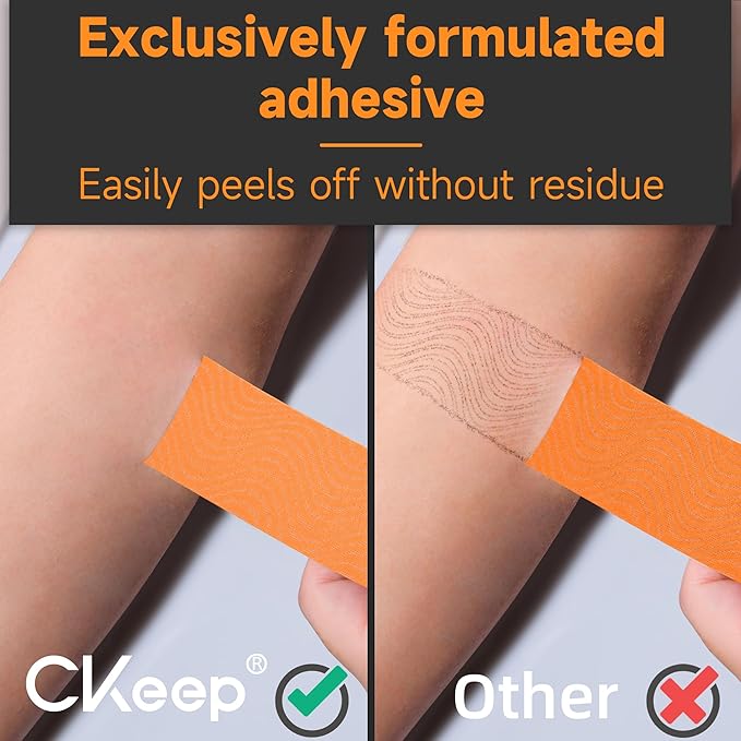 CKeep Uncut Kinesiology Tape(2 Rolls), Original Cotton Elastic Premium Athletic Tape,Latex Free Hypoallergenic, 2inch x 16ft, Orange
