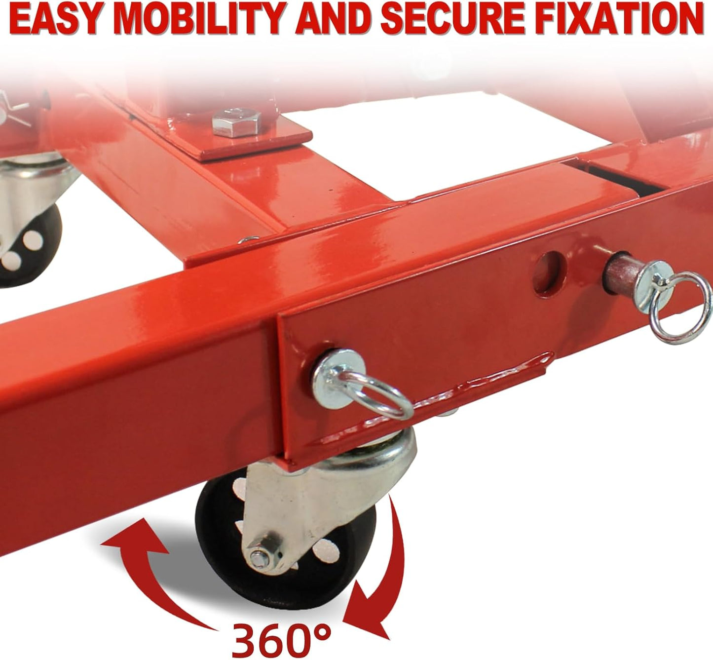 Engine Stand 2000LBS Capacity, Steel Rotating Engine Stand with 6 Casters, 360 Degree Rotating Rotating Engine Run Stand, Heavy Duty Engine Stand for Garages, Vehicle Maintenance Auto Repair, Red