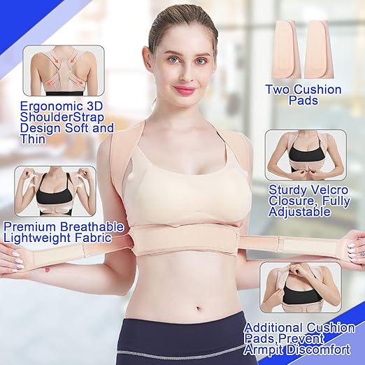 Women Back Braces Posture,Adjustable Upper Back Brace for Clavicle Support and Providing Pain Relief from Neck,Back Brace and Posture Corrector for Women and Men(Large/X-Large 35""-43"")